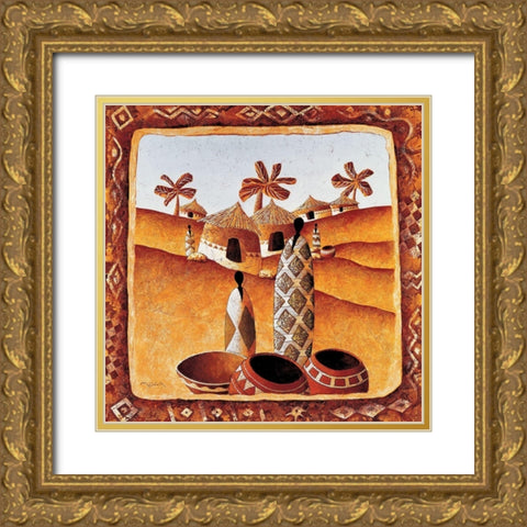 Peuple des sables Gold Ornate Wood Framed Art Print with Double Matting by Moga