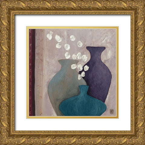 Coton et 3 jarres Gold Ornate Wood Framed Art Print with Double Matting by Romanelli, Karine