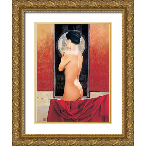 Filament de lune Gold Ornate Wood Framed Art Print with Double Matting by Graux, David