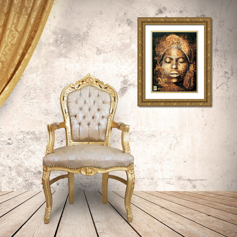 Les yeux fermes Gold Ornate Wood Framed Art Print with Double Matting by Arietti, Fabienne