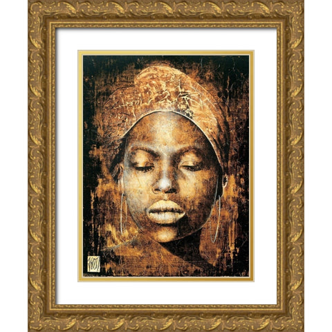 Les yeux fermes Gold Ornate Wood Framed Art Print with Double Matting by Arietti, Fabienne