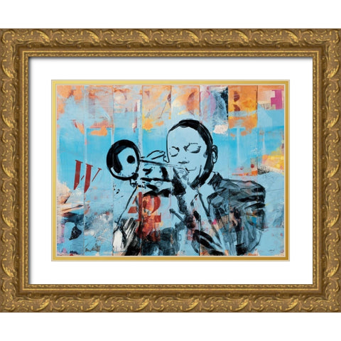 Jazz I Gold Ornate Wood Framed Art Print with Double Matting by Vieux, Thierry