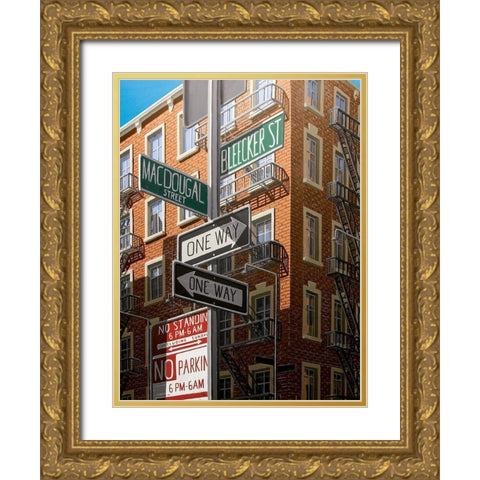 Bleecker Street Gold Ornate Wood Framed Art Print with Double Matting by Peyret, Eric