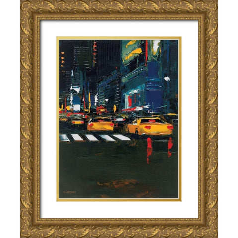 Cabs race Gold Ornate Wood Framed Art Print with Double Matting by Castan, Daniel