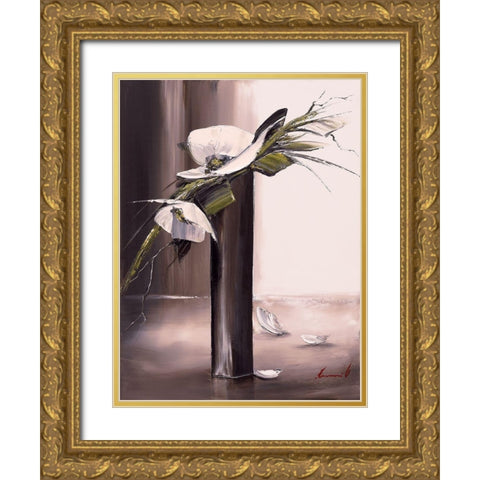 Bouquet blanc I Gold Ornate Wood Framed Art Print with Double Matting by Tramoni, Oliver