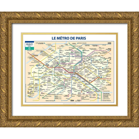 Metro de Paris Gold Ornate Wood Framed Art Print with Double Matting by Ratp