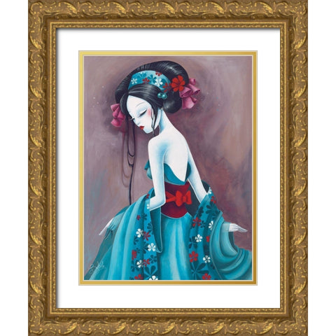 Jadepearls Gold Ornate Wood Framed Art Print with Double Matting by Sybile