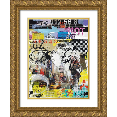 No parking Gold Ornate Wood Framed Art Print with Double Matting by Gachaga, Vincent