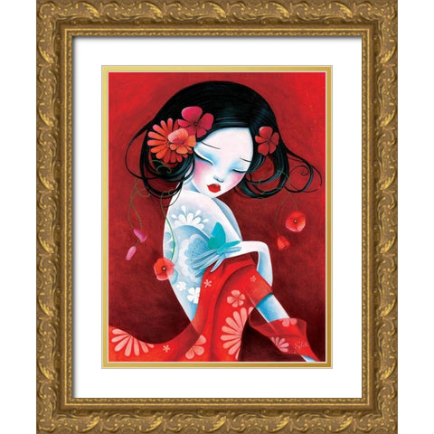 Slinky Gold Ornate Wood Framed Art Print with Double Matting by Sybile