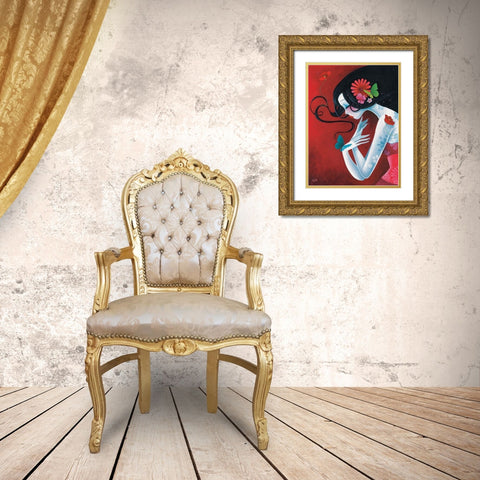 Un cÅ“ur de papillon Gold Ornate Wood Framed Art Print with Double Matting by Sybile