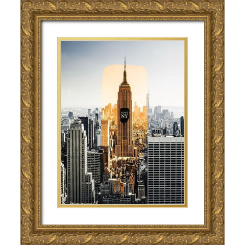 NY trace Gold Ornate Wood Framed Art Print with Double Matting by Braun Studio