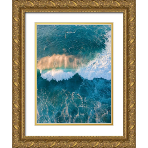 Blue Wave Gold Ornate Wood Framed Art Print with Double Matting by Braun Studio
