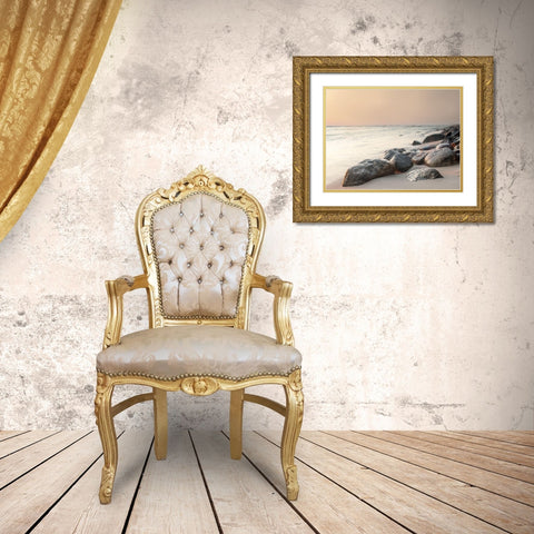 Rochers sur la plage Gold Ornate Wood Framed Art Print with Double Matting by BRAUN Studio