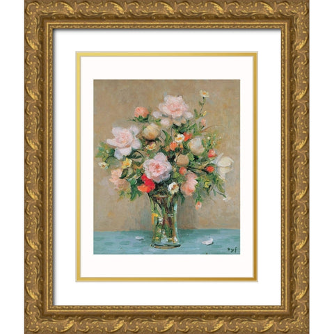 Le bouquet de Corinne Gold Ornate Wood Framed Art Print with Double Matting by DYF