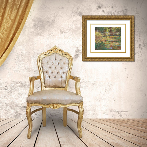 Le bassin aux nympheas, harmonie rose Gold Ornate Wood Framed Art Print with Double Matting by Monet, Claude