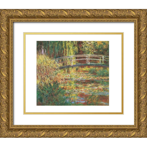 Le bassin aux nympheas, harmonie rose Gold Ornate Wood Framed Art Print with Double Matting by Monet, Claude