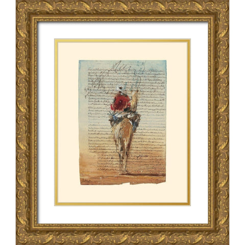 Sur le dromadaire (etude) Gold Ornate Wood Framed Art Print with Double Matting by Letestu, Yann