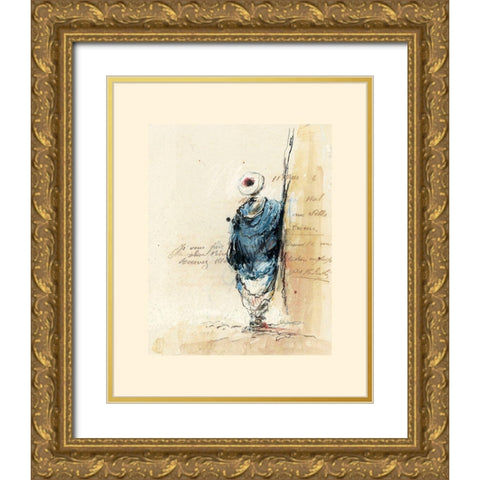 Bedouin bleu II (etude) Gold Ornate Wood Framed Art Print with Double Matting by Letestu, Yann