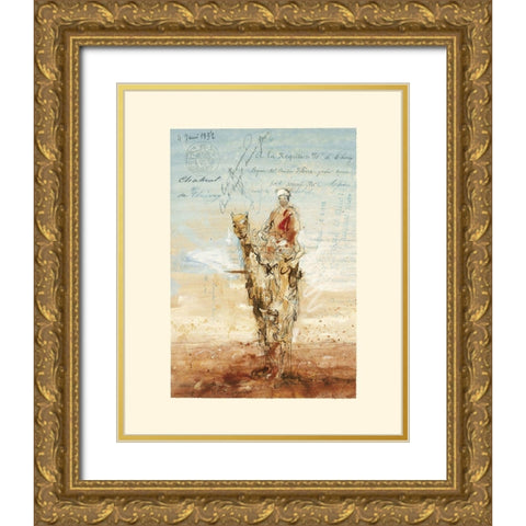 Bedouin sur son dromadaire Gold Ornate Wood Framed Art Print with Double Matting by Letestu, Yann