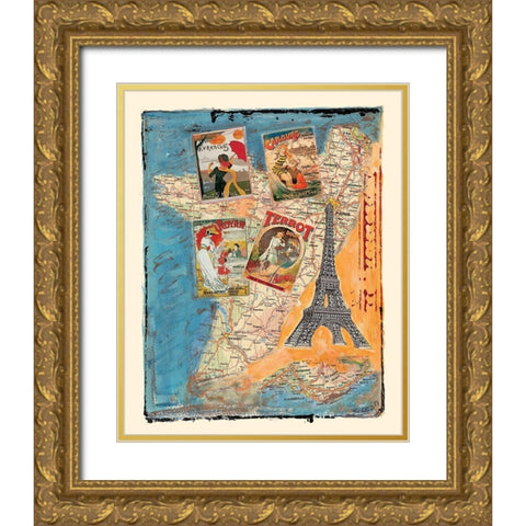 Tour de France Gold Ornate Wood Framed Art Print with Double Matting by Sigrid, M.