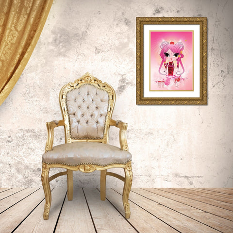 SoKawaii Gold Ornate Wood Framed Art Print with Double Matting by DS, Kamala