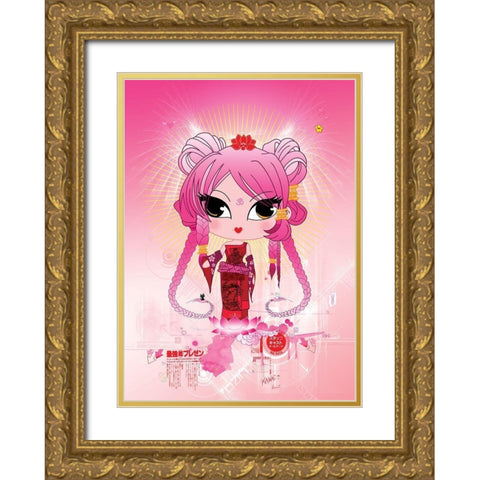 SoKawaii Gold Ornate Wood Framed Art Print with Double Matting by DS, Kamala