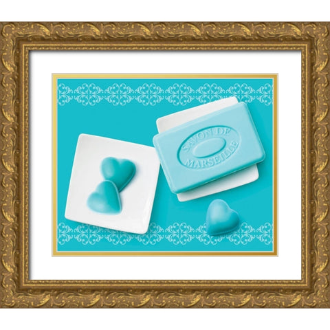 CÅ“urs de savons II Gold Ornate Wood Framed Art Print with Double Matting by Sultan, Galith