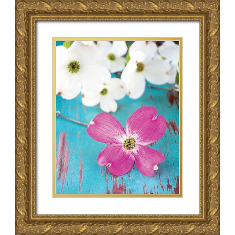 Fleurs du matin Gold Ornate Wood Framed Art Print with Double Matting by Fox, Susan
