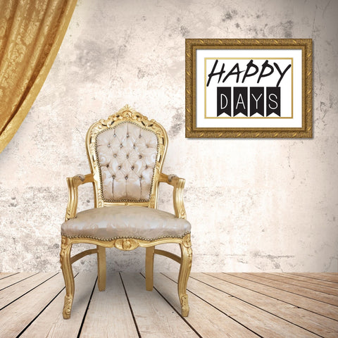 Happy Days Gold Ornate Wood Framed Art Print with Double Matting by Braun Studio