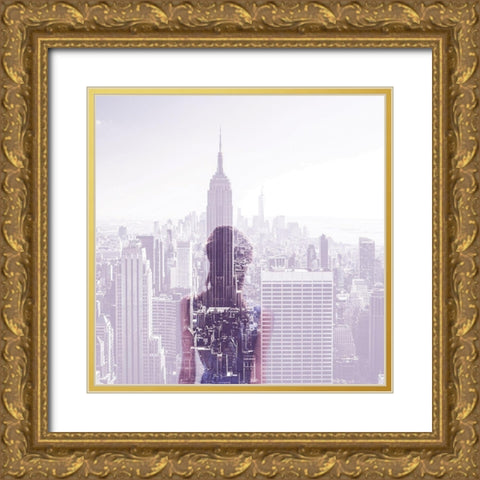 Femme Ã  New York Gold Ornate Wood Framed Art Print with Double Matting by Braun Studio