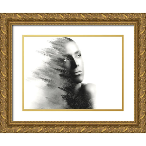 Femme et forÃªt Gold Ornate Wood Framed Art Print with Double Matting by Braun Studio