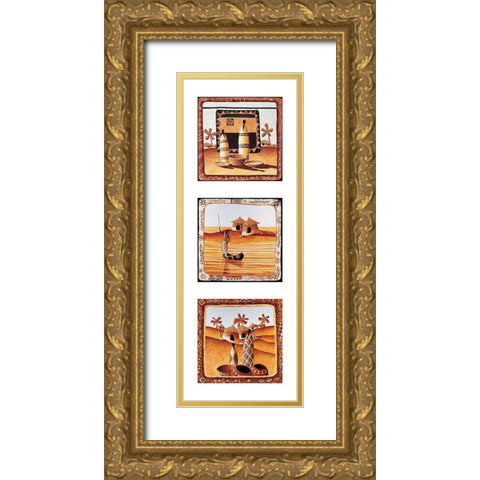 Composition Afrique Gold Ornate Wood Framed Art Print with Double Matting by Moga