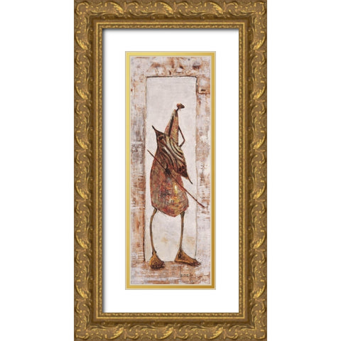 Massai Kenya nÂ°16 Gold Ornate Wood Framed Art Print with Double Matting by Foureau, Jacques