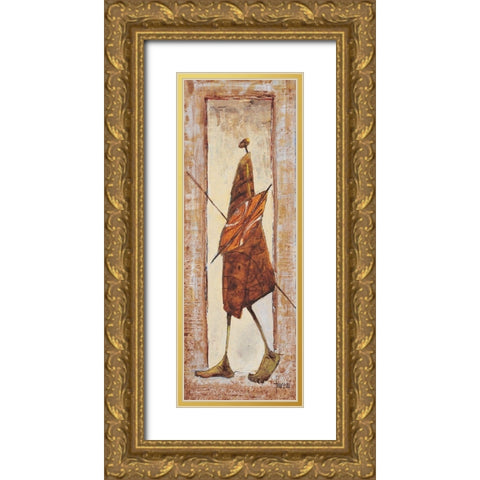 Massai Kenya nÂ°18 Gold Ornate Wood Framed Art Print with Double Matting by Foureau, Jacques
