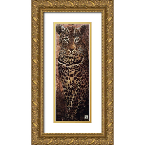 Carnets dAfrique, panthere Gold Ornate Wood Framed Art Print with Double Matting by Arietti, Fabienne