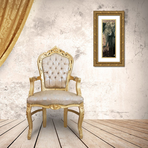 Carnets dAfrique, lelephant Gold Ornate Wood Framed Art Print with Double Matting by Arietti, Fabienne