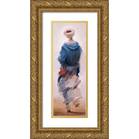 Bedouin bleu Gold Ornate Wood Framed Art Print with Double Matting by Letestu, Yann