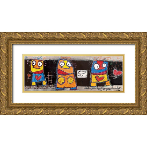 Jaime pas le chocolat Gold Ornate Wood Framed Art Print with Double Matting by Mika