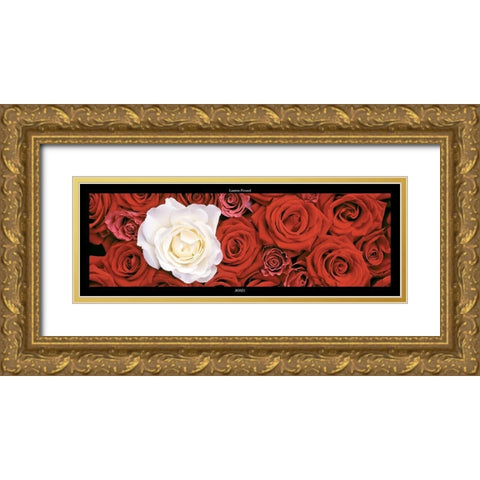 Roses I Gold Ornate Wood Framed Art Print with Double Matting by Pinsard, Laurent