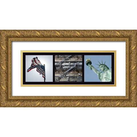 New York  Gold Ornate Wood Framed Art Print with Double Matting by Pinsard, Laurent