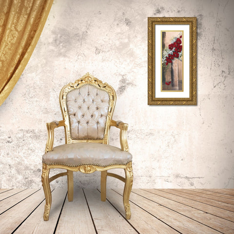 Bouquet dorchideÂ´es rouges II Gold Ornate Wood Framed Art Print with Double Matting by Tramoni, Oliver