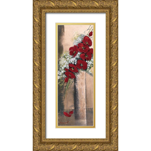 Bouquet dorchideÂ´es rouges II Gold Ornate Wood Framed Art Print with Double Matting by Tramoni, Oliver