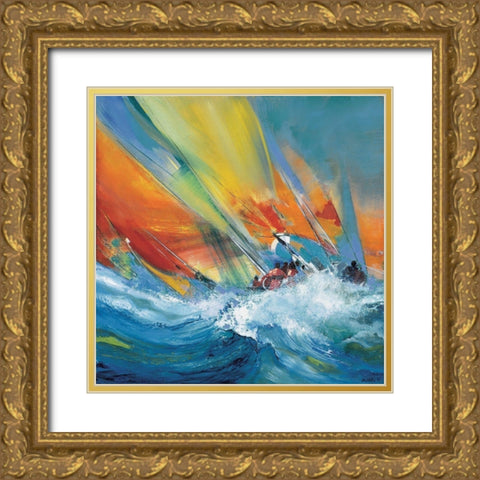 Jeu de voiles Gold Ornate Wood Framed Art Print with Double Matting by Laigneau, Max