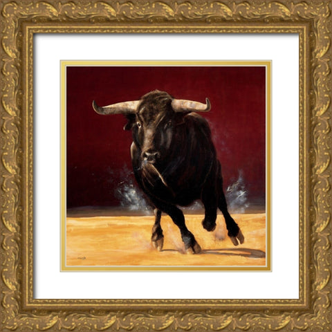 Embestida Gold Ornate Wood Framed Art Print with Double Matting by Louis, Ch.