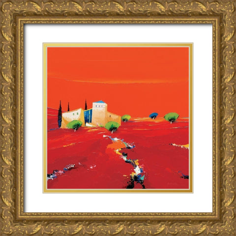 Terre des ocres rouges Gold Ornate Wood Framed Art Print with Double Matting by Eurgal, Christian