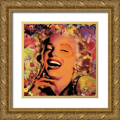 Marilyn I Gold Ornate Wood Framed Art Print with Double Matting by Ortega, Guillaume