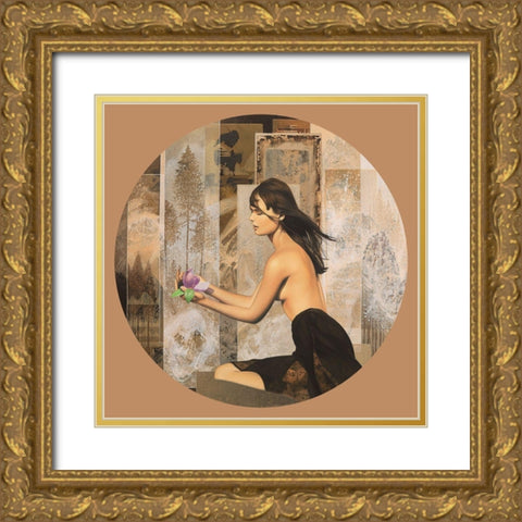 Magnolia Gold Ornate Wood Framed Art Print with Double Matting by Graux, David