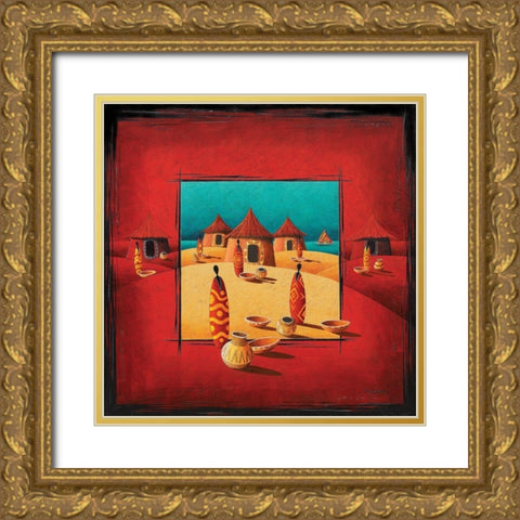 Serenite dailleurs Gold Ornate Wood Framed Art Print with Double Matting by Moga