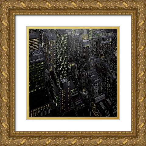 New Yorker Gold Ornate Wood Framed Art Print with Double Matting by Peyret, Eric