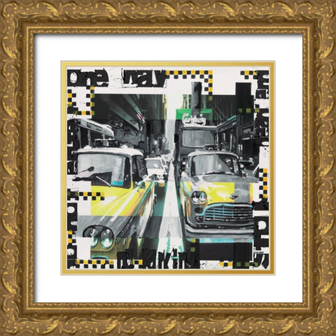 Two cabs Gold Ornate Wood Framed Art Print with Double Matting by Gachaga, Vincent